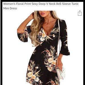 Women's Floral Print Sexy Tunic Mini Dress